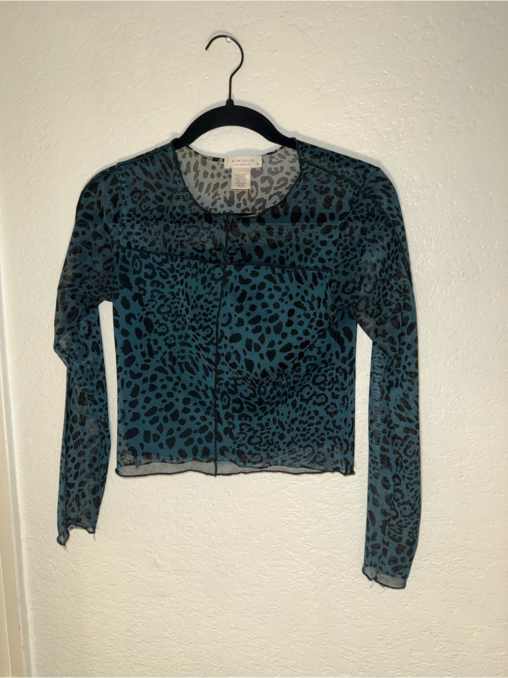 iris Teal and Black Leopard Print Long Sleeve Top